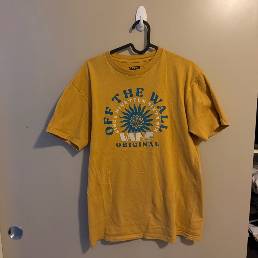 Vans Mustard Tee with Blue Sunflower Graphic